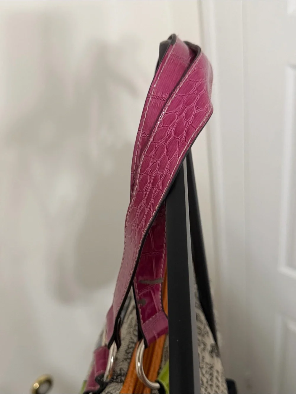 U.S. Polo Assn. Multicolor Logo Satchel with Pink, Blue, Green and Orange Trim